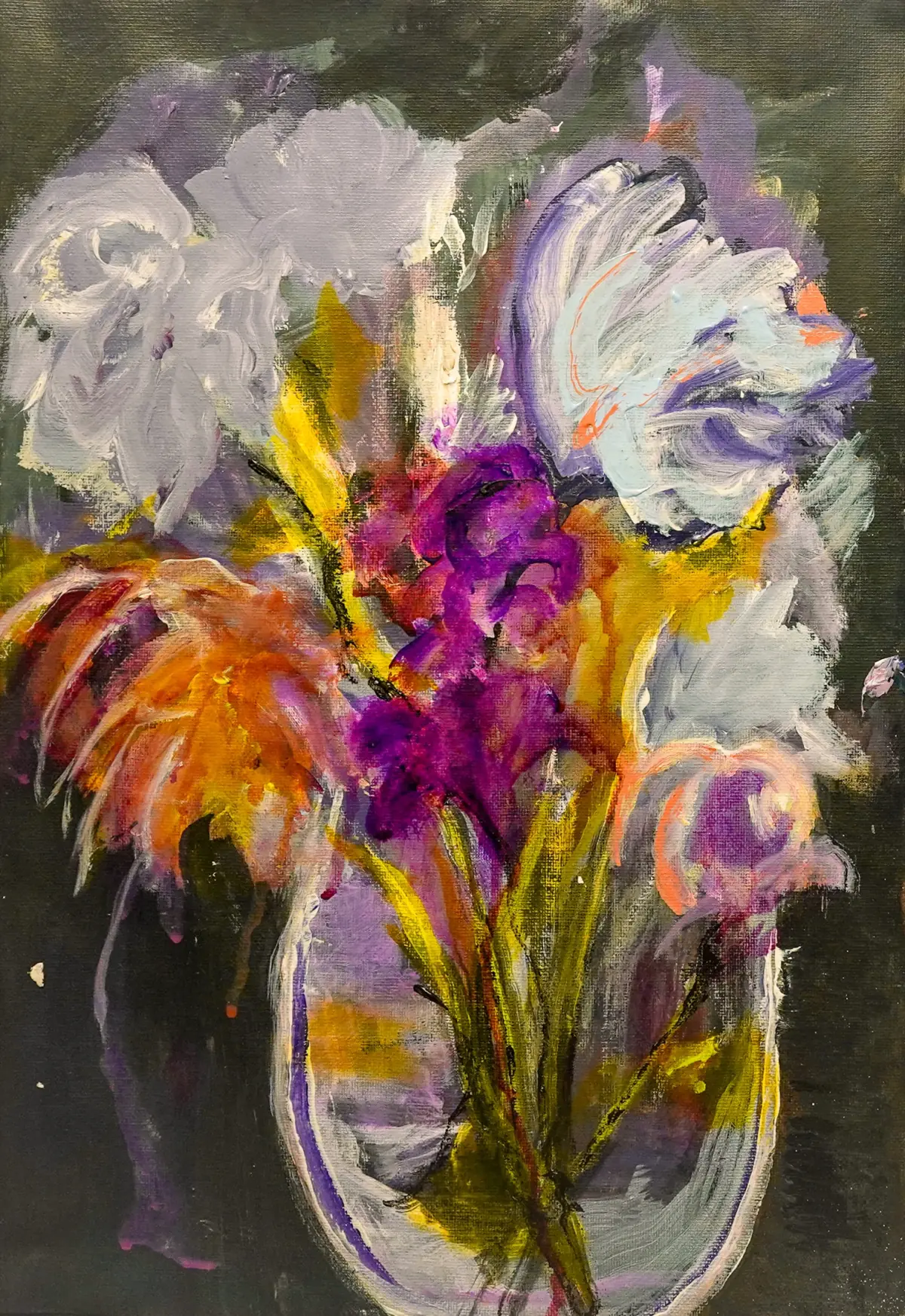 Night Garden I, an expressive floral painting by Renée Kanowitz