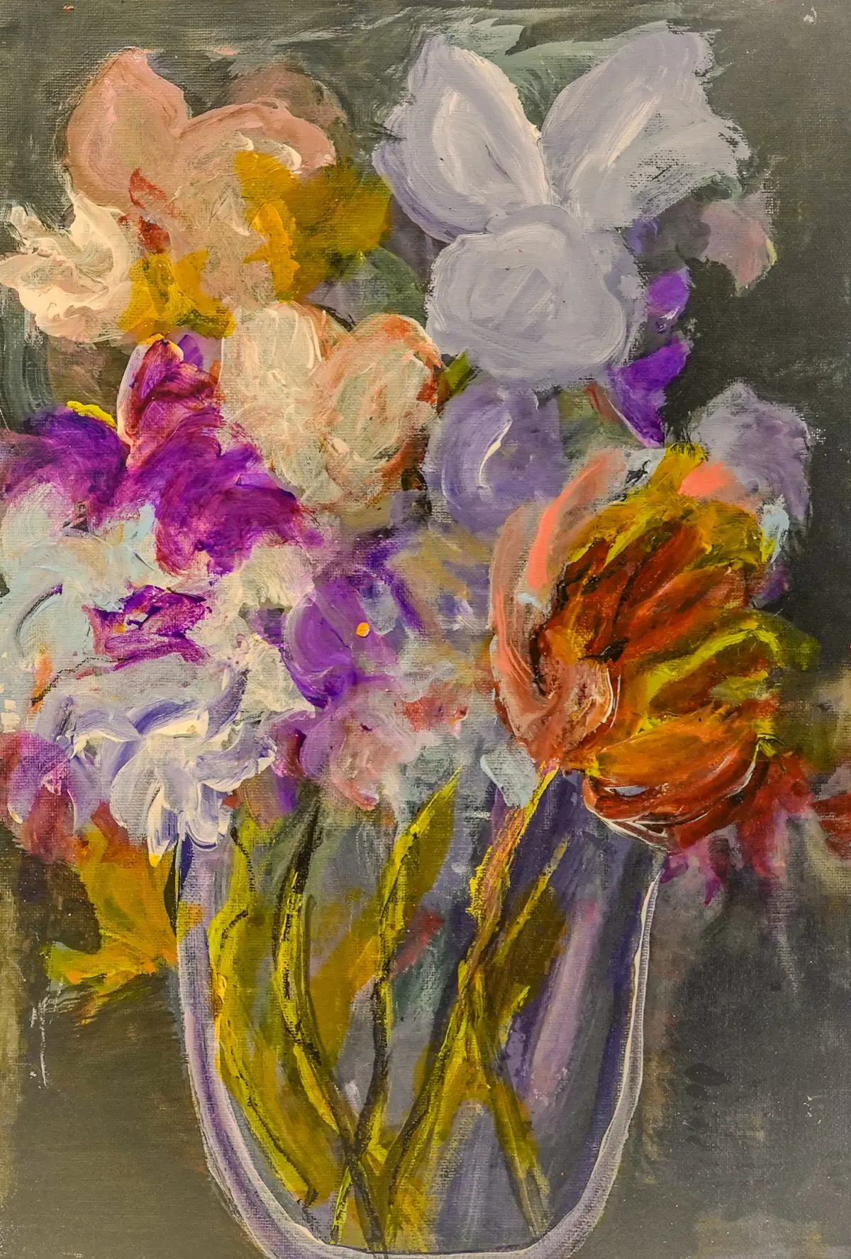 Night Garden II, an expressive floral painting by Renée Kanowitz