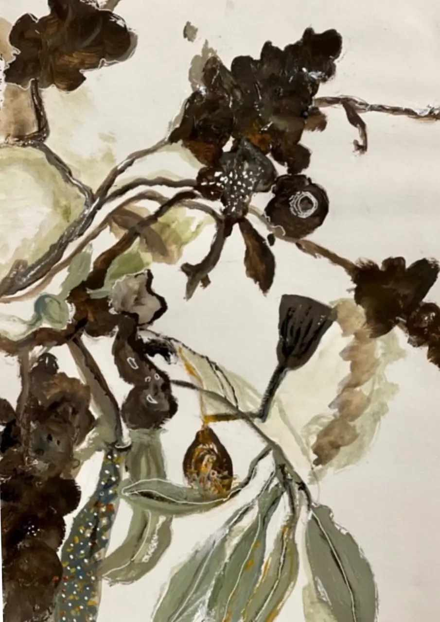 Rustic Wind II, an abstract botanical painting by Renée Kanowitz